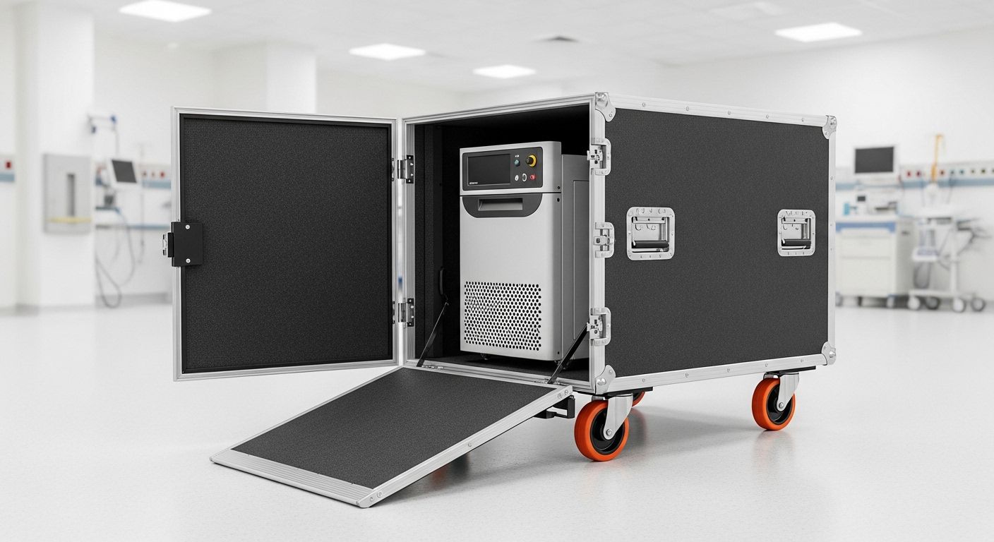 Mala de proteção TurtleCases para equipamento médico de diagnóstico com espuma personalizada